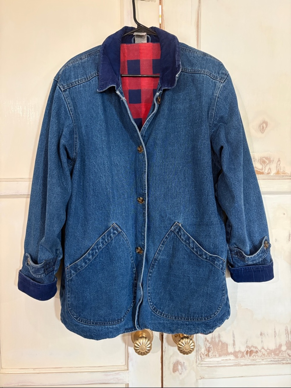 Classic Denim Jacket with Corduroy Collar - Blue